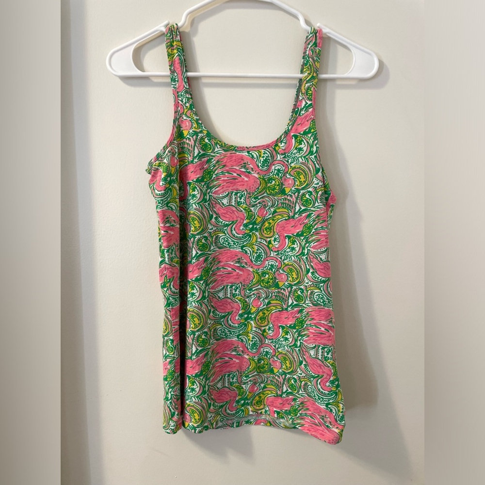 Lilly Pulitzer Tabbie Flamingo Paisley Tank Top Multi Color Size M